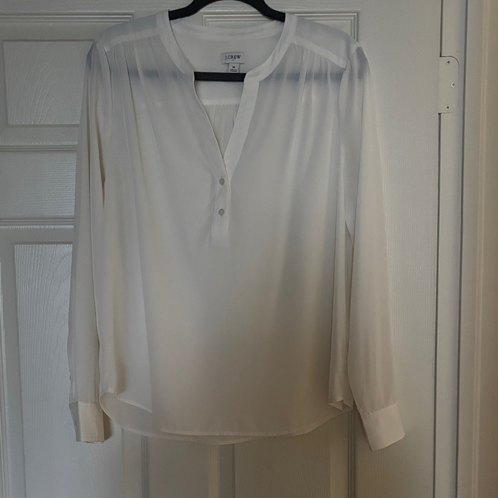 J. Crew Women's White Button-Front Blouse